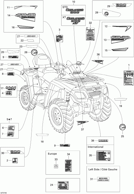 BRP Outlander MAX 800 XT 4 X 4, 2007 - Decals Xt