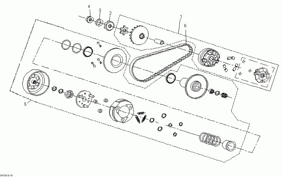  Bombardier  Mini DS 70cc 4T Jaune, 2008 - Clutch