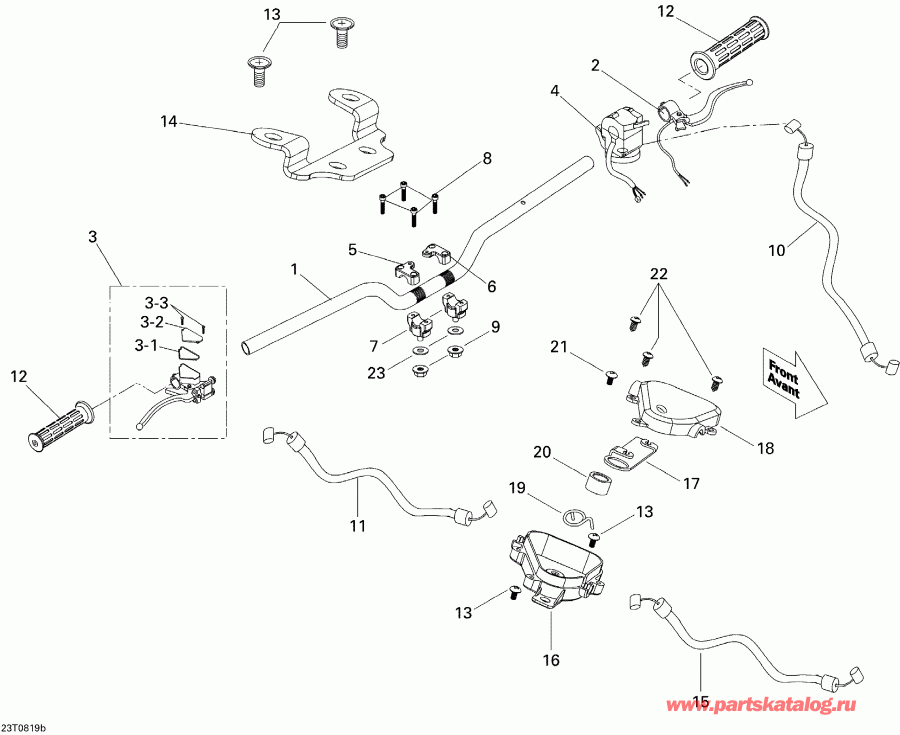 Mini DS 70cc 4T Jaune, 2008 - Handlebar