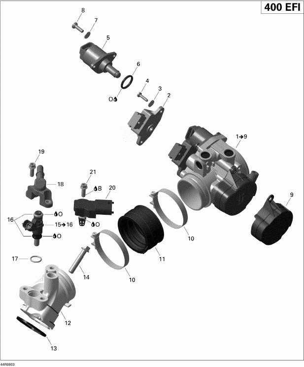 Outlander 400 EFI STD, 2008 - Intake Manifold And Throttle Body