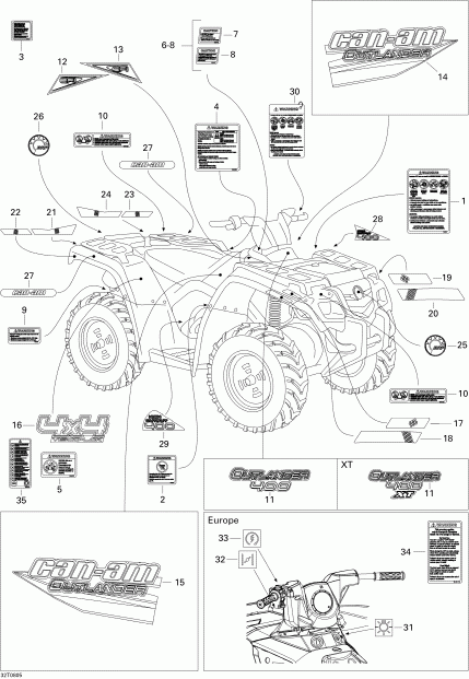 ����������  ����������� Outlander 400 EFI STD, 2008 - Decals