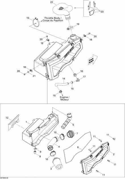 ���������� Bombardier Outlander 400 EFI XT, 2008 ������ - Air Intake Silencer