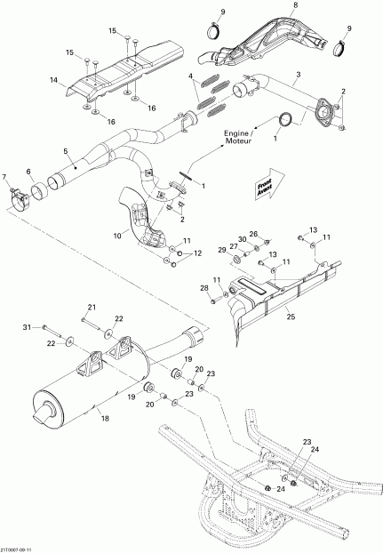 ����������  Outlander 500 STD, 2008 ������ - Exhaust System