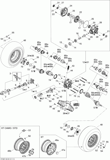 Bombardier Outlander 500 STD, 2008  - Drive System, Rear Std
