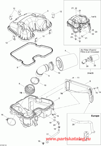 ���������� BRP ����������� Outlander 500 XT, 2008 - Air Intake Silencer