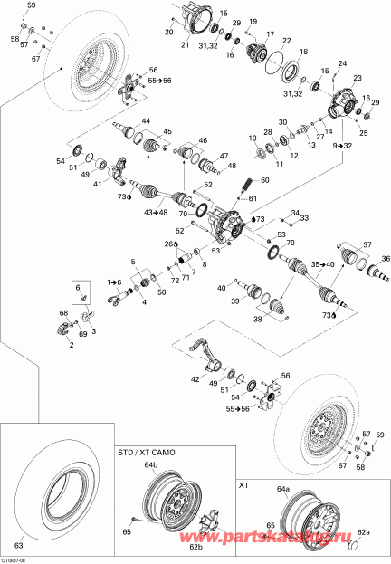 ������������  ����������� Outlander 500 XT, 2008 - Drive System, Front Xt