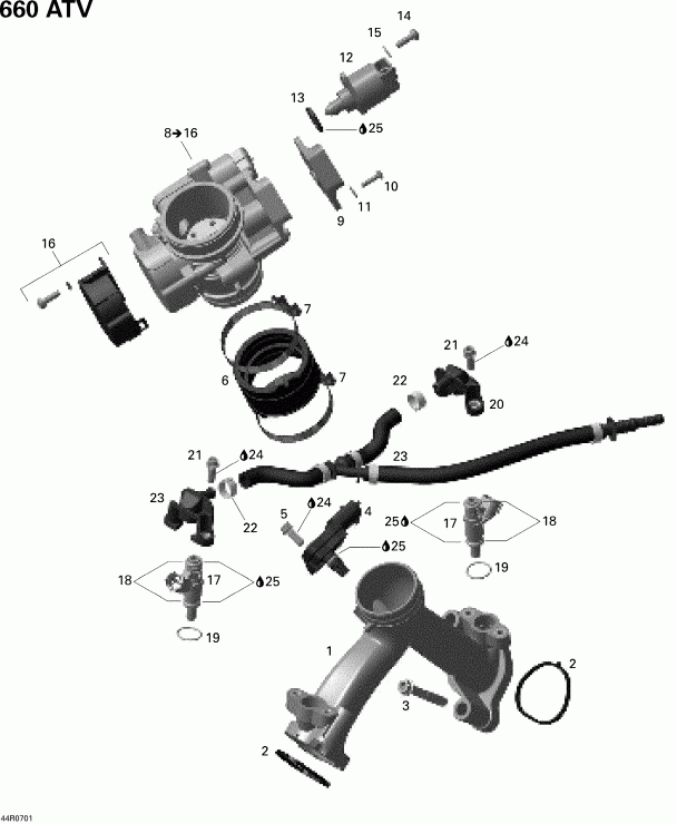 ATV   Outlander 650 XT, 2008 - Intake Manifold And Throttle Body