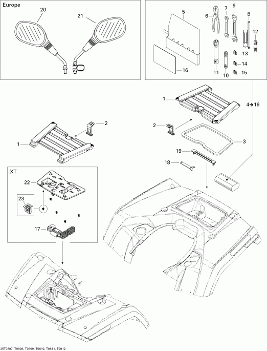 ���������� BRP Outlander 800 XT, 2008 - Front And Rear Trays Xt