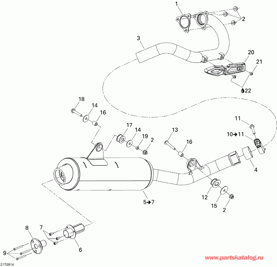 BRP DS 450 CE STD & X (3F9D,3G9D), 2009 ������ - Exhaust System
