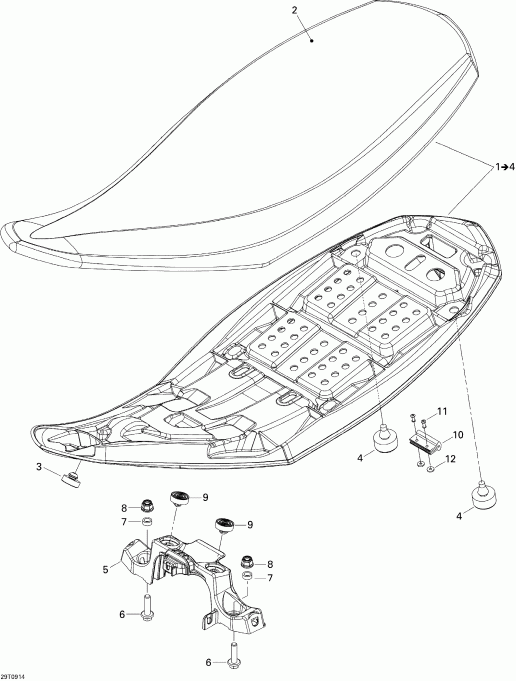 ATV BRP DS 450 CE STD & X (3F9D,3G9D), 2009 - Seat