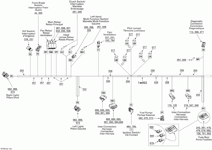 ����������  DS 450 Xxc, Xmx EFI, 2009 ������ - Electrical Harness, Front Section