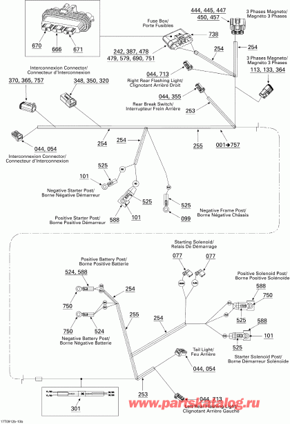 ���������� BRP DS 450 Xxc, Xmx EFI, 2009 ������ - Electrical Harness, Rear Section Europe