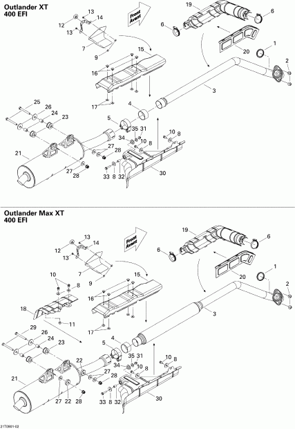 ���������� BRP ����������� Outlander 400 EFI, 2009 - Exhaust System