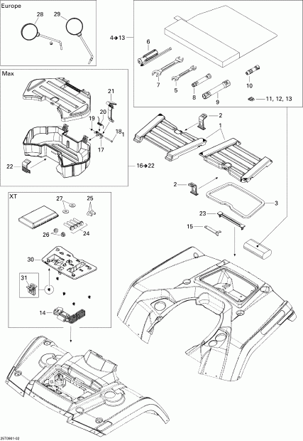 ������������ BRP Outlander 400 EFI, 2009 - Front And Rear Trays