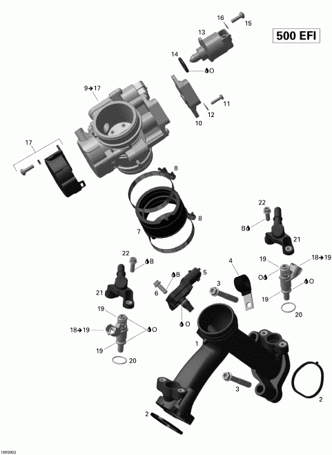 BRP Outlander 500 EFI, 2009 ������ - Air Intake Manifold And Throttle Body