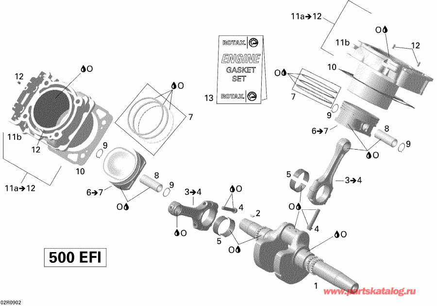  Bombardier Outlander 500 EFI XT, 2009  - Crankshaft, Piston And Cylinder