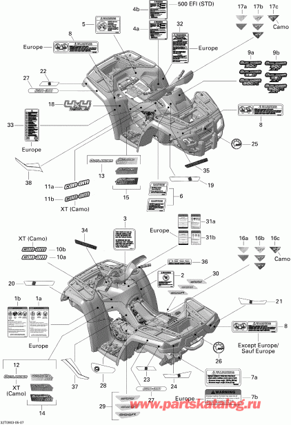 ATV BRP  Outlander 500 EFI XT, 2009 - Decals Xt