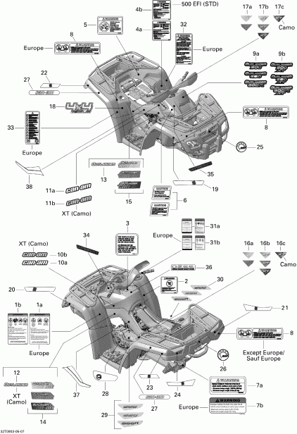 ATV BRP  Outlander 650 EFI, 2009 - Decals Std