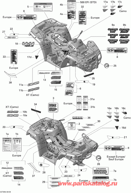   Outlander Max 500 EFI, 2009  - Decals Std