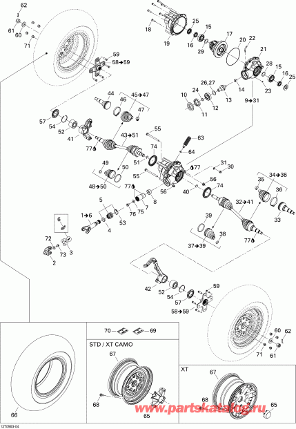BRP Outlander Max 500 EFI XT, 2009 ������ - Drive System, Front Xt
