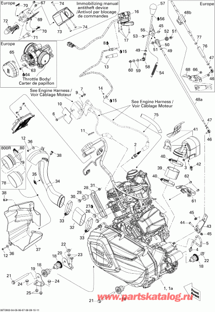 ���������� Bombardier Outlander Max 800R EFI Ltd, 2009 ������ - Engine And Engine Support