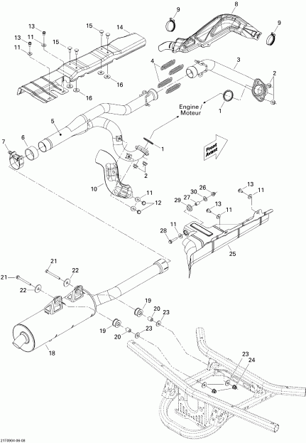 ATV BRP  Outlander Max 800R EFI XT, 2009 - Exhaust System