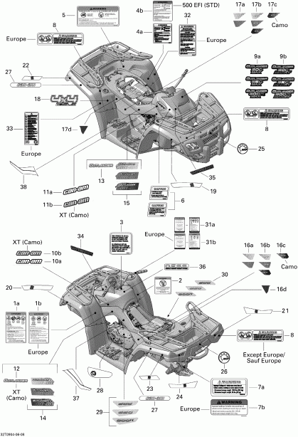   Outlander Max 800R EFI XT, 2009  - Decals Xt