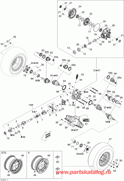 ����������  Renegade 800R EFI X, 2009 ������ - Drive System, Rear