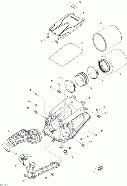 ATV  DS 450 Xxc, Xmx EFI, 2010 ������ - Air Intake Silencer