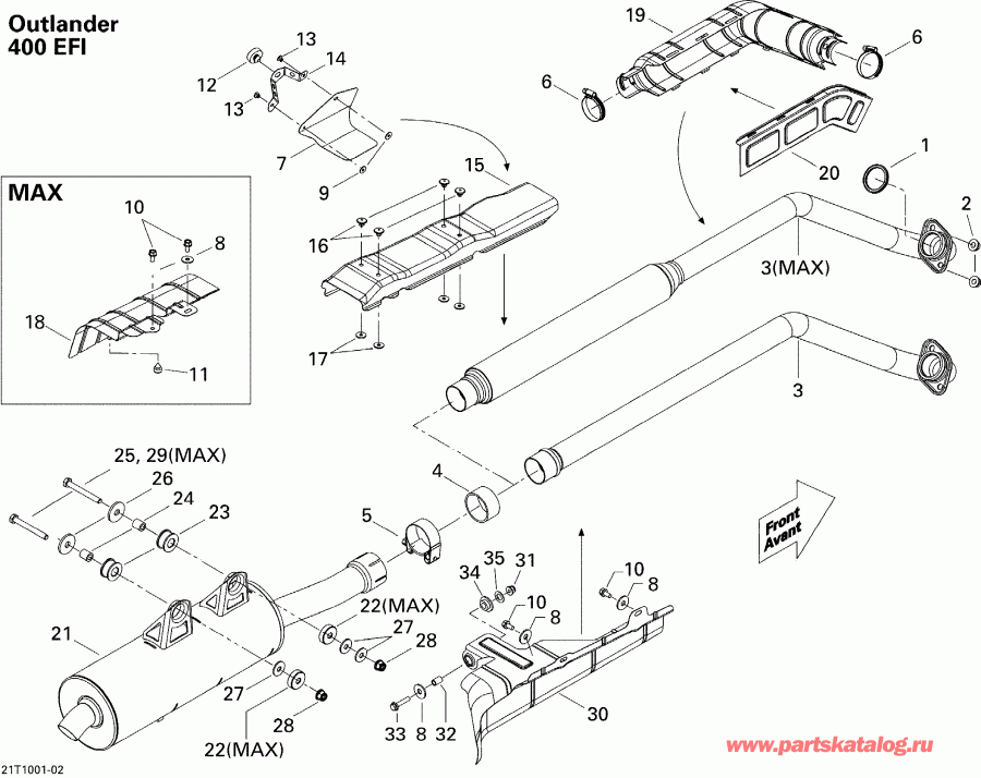 ������������ BRP ������ Outlander 400 EFI, 2010 - Exhaust System