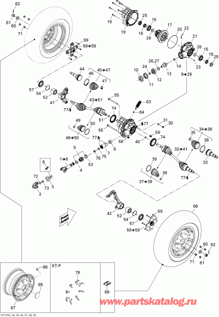 Outlander 650 EFI, 2010 - Drive System, Front