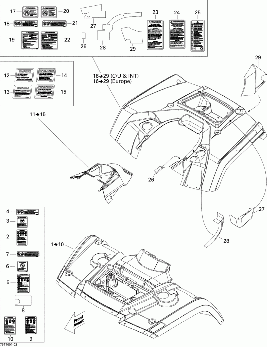  BRP - Fender  Central Panel Kit