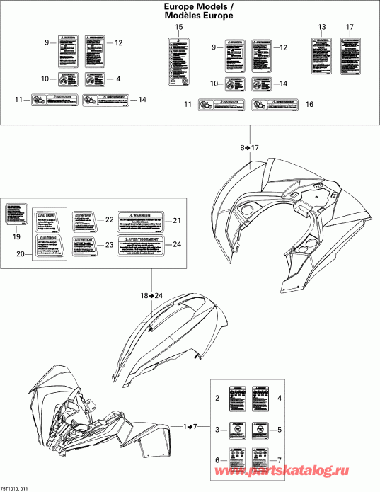 ATV BRP  Renegade 800R EFI STD, 2010 - Fender And Central Panel Kit