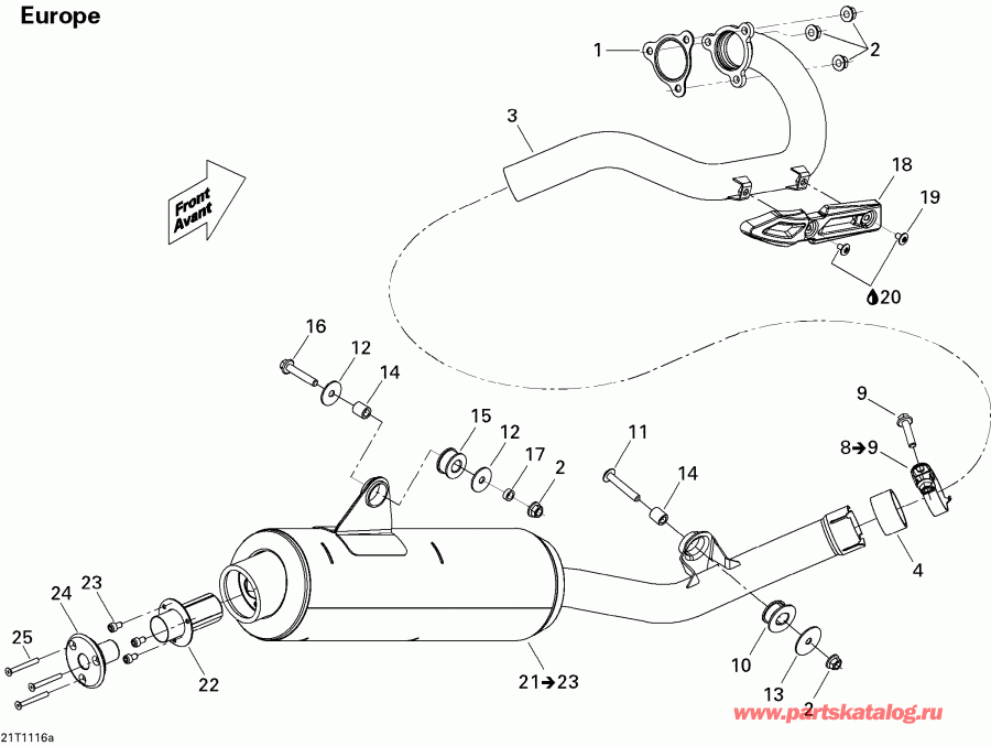 ����������  DS 450 Xxc, Xmx EFI, 2011 - Exhaust System Xmx Europe