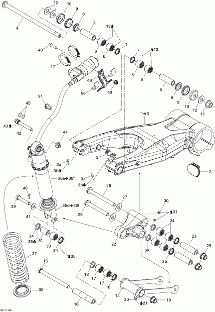 ����������� DS 450 Xxc, Xmx EFI, 2011 - Rear Suspension Xmx
