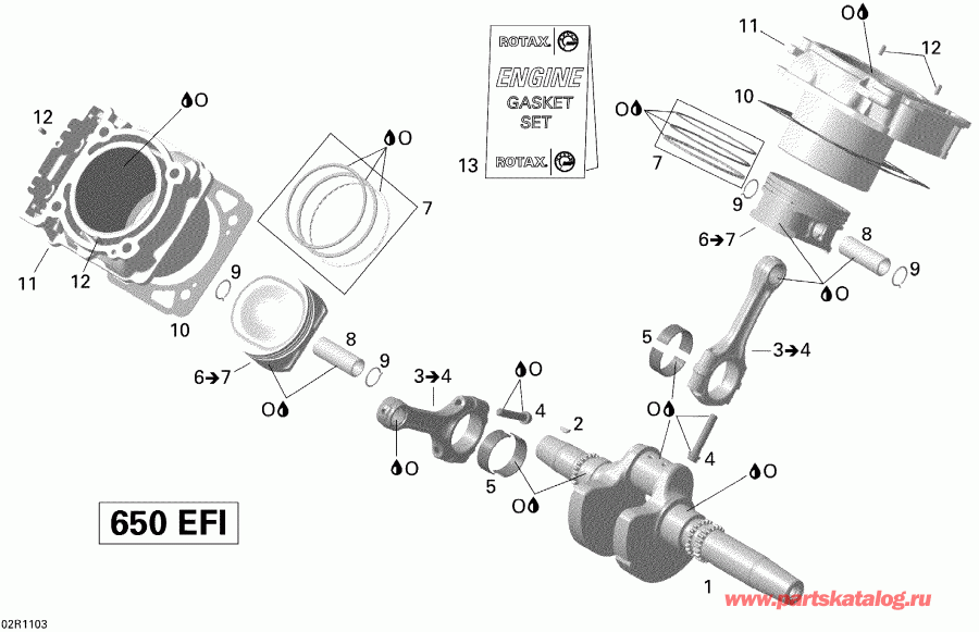  BRP  Outlander 650 EFI, 2011 - Crankshaft, Piston And Cylinder