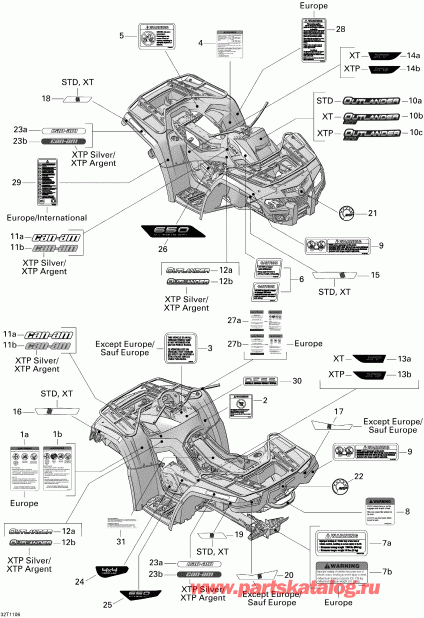 BRP  Outlander 650 EFI, 2011 - Decals