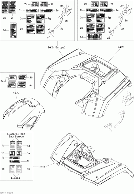 ATV BRP Outlander 650 EFI, 2011  - Fender  Central Panel Kit