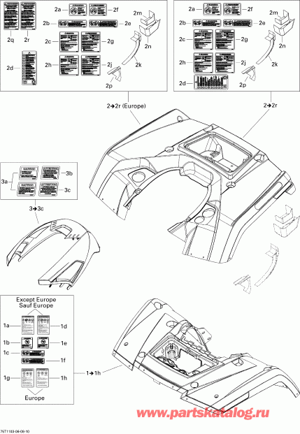 ATV BRP Outlander 800R EFI, XXC, 2011 - Fender And Central Panel Kit