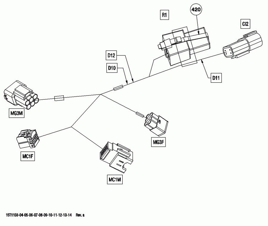  Bombardier Outlander 800R EFI, XXC, 2011  - Electrical Harness, Front Section Europe