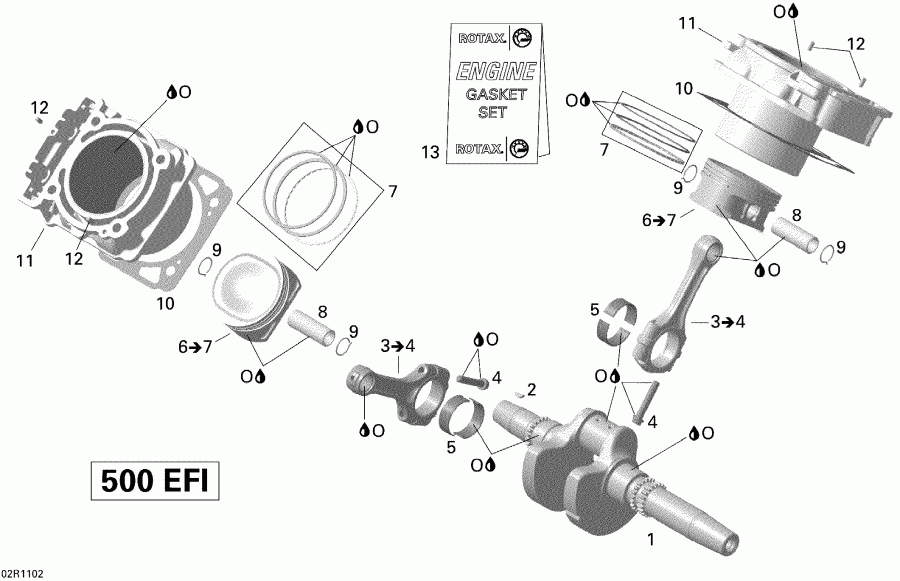  Outlander Max 500 EFI, 2011 - Crankshaft, Piston And Cylinder Outlander