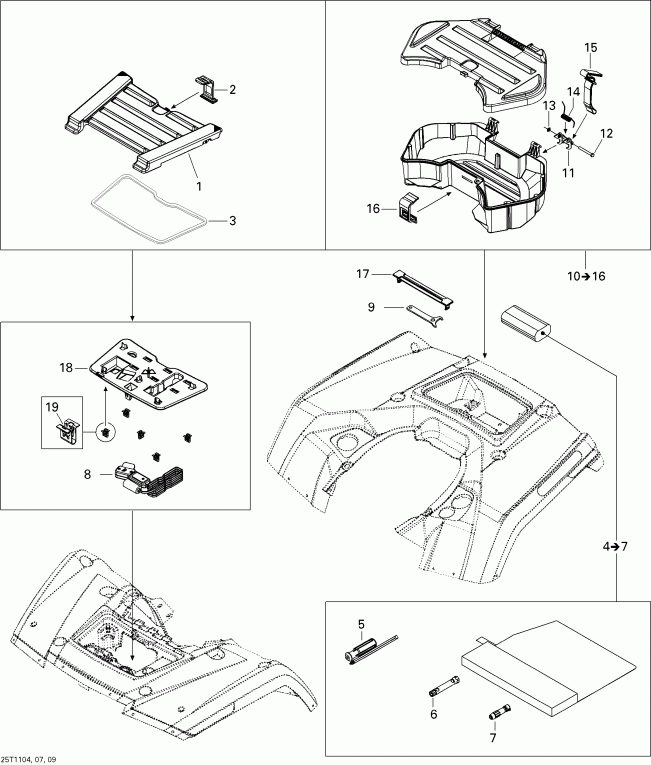 ���������� Bombardier Outlander Max 650 EFI, 2011 - Front � Rear Trays
