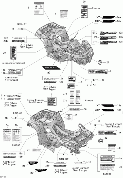 BRP  Outlander Max 800R EFI, 2011 - Decals