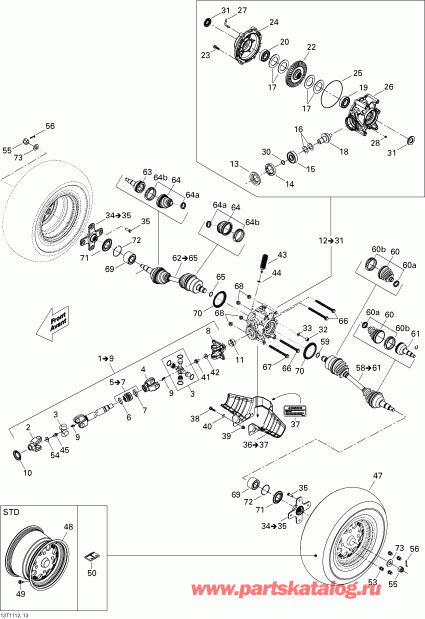 ATV  ������ Renegade 500 EFI, 2011 - Drive System, Rear