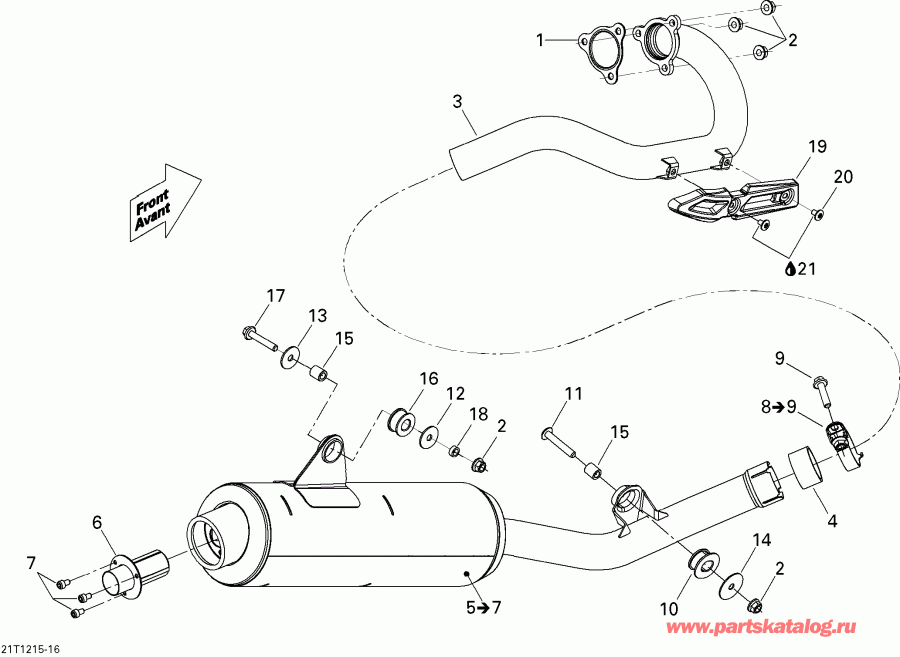 ATV  DS 450EFI STD, 2012 - Exhaust System