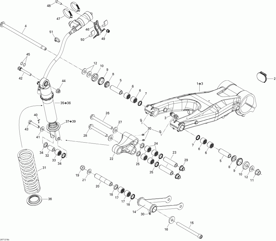 ATV Bombardier  DS 450EFI Xxc & Xmx, 2012 - Rear Suspension Xmx