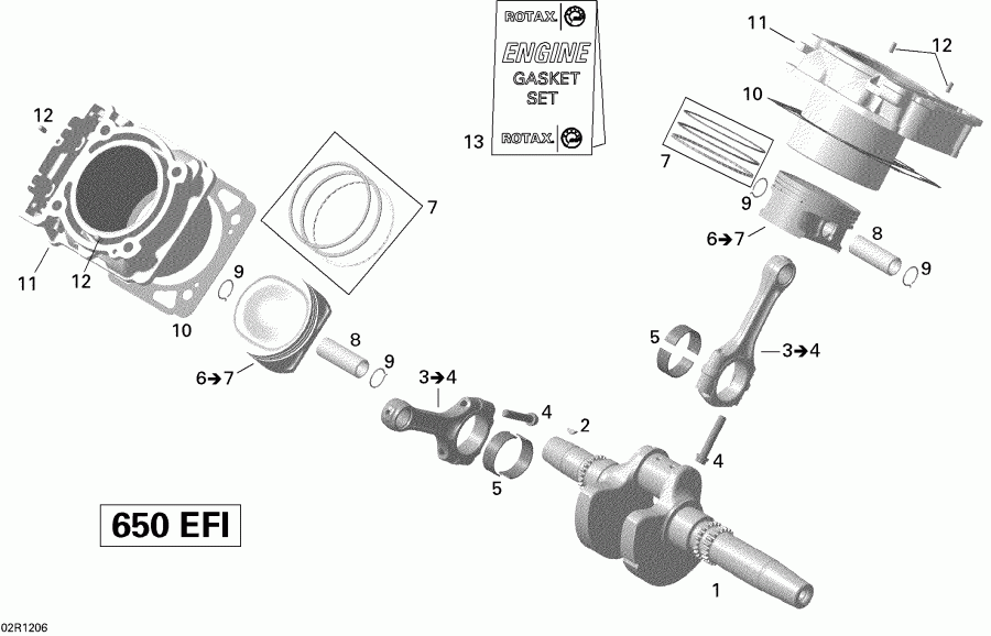  BRP Outlander 650EFI STD & XT, 2012  - Crankshaft, Piston And Cylinder