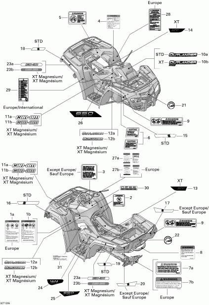    Outlander 650EFI STD & XT, 2012 - Decals