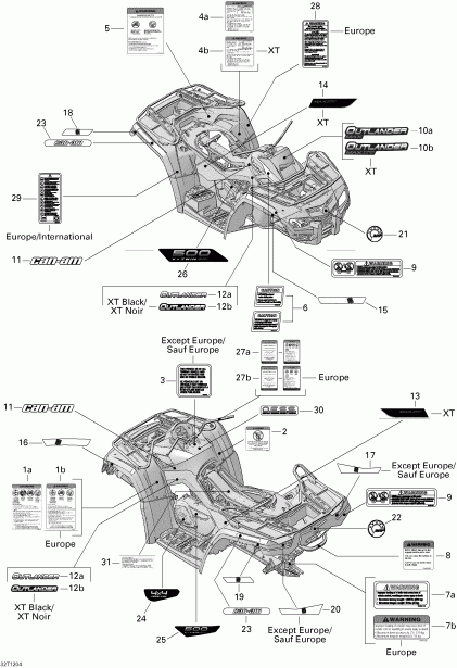 ����������  Outlander MAX 500EFI STD & XT, 2012 ������ - ��������
