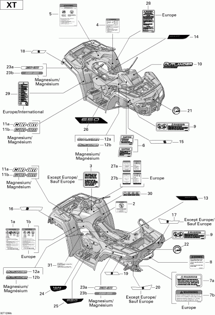 ���������� BRP ������ Outlander MAX 650EFI STD, XT & XT-P, 2012 - �������� Xt